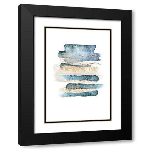 Atlantic Blue Abstract-1 Black Modern Wood Framed Art Print with Double Matting by Moss, Sally Ann