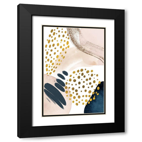 Smooth Abstract-1 Black Modern Wood Framed Art Print with Double Matting by Moss, Sally Ann