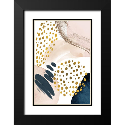Smooth Abstract-1 Black Modern Wood Framed Art Print with Double Matting by Moss, Sally Ann