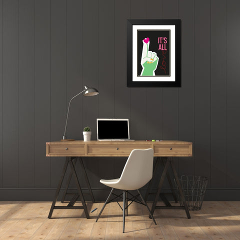 Its All Love Hand Grey Black Modern Wood Framed Art Print with Double Matting by Collett, Frances
