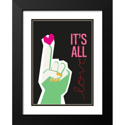 Its All Love Hand Grey Black Modern Wood Framed Art Print with Double Matting by Collett, Frances