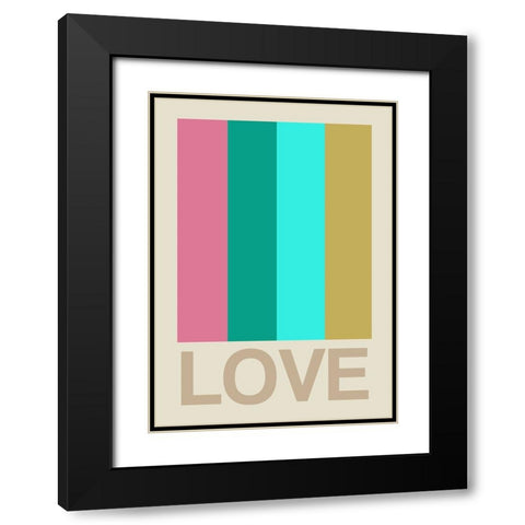 Retro Stripe LOVE CItrus Black Modern Wood Framed Art Print with Double Matting by Collett, Frances