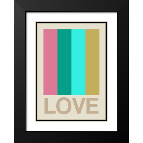 Retro Stripe LOVE CItrus Black Modern Wood Framed Art Print with Double Matting by Collett, Frances
