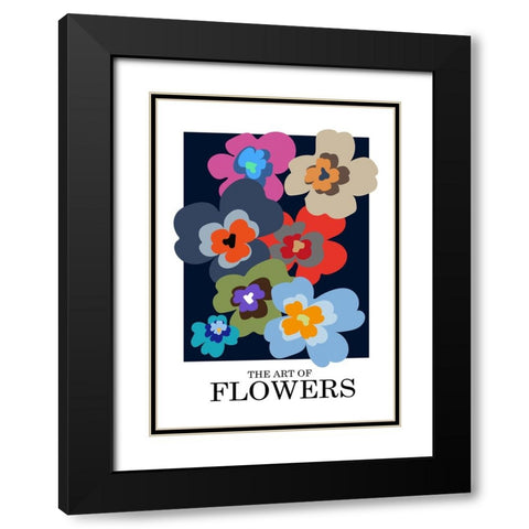 The Art Of Flowers Blue Black Modern Wood Framed Art Print with Double Matting by Collett, Frances