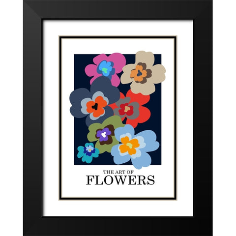 The Art Of Flowers Blue Black Modern Wood Framed Art Print with Double Matting by Collett, Frances