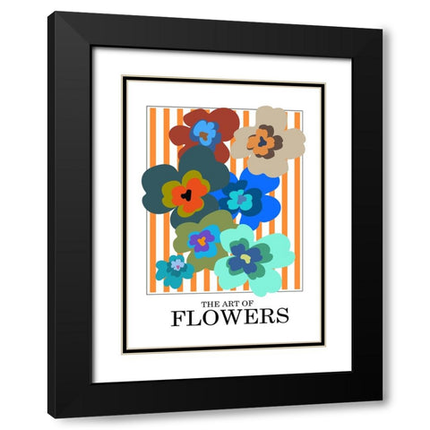 The Art Of Flowers Orange Stripe Black Modern Wood Framed Art Print with Double Matting by Collett, Frances