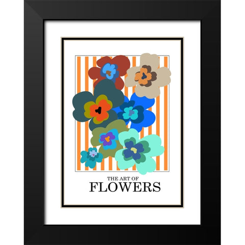 The Art Of Flowers Orange Stripe Black Modern Wood Framed Art Print with Double Matting by Collett, Frances