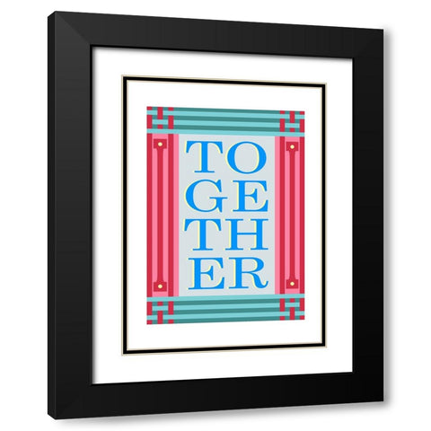 Together Blue Black Modern Wood Framed Art Print with Double Matting by Collett, Frances