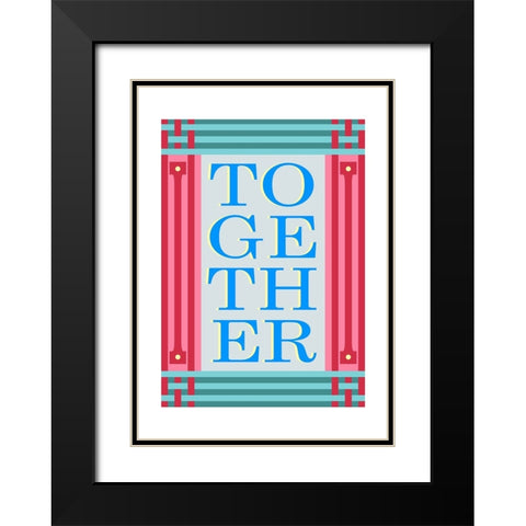 Together Blue Black Modern Wood Framed Art Print with Double Matting by Collett, Frances