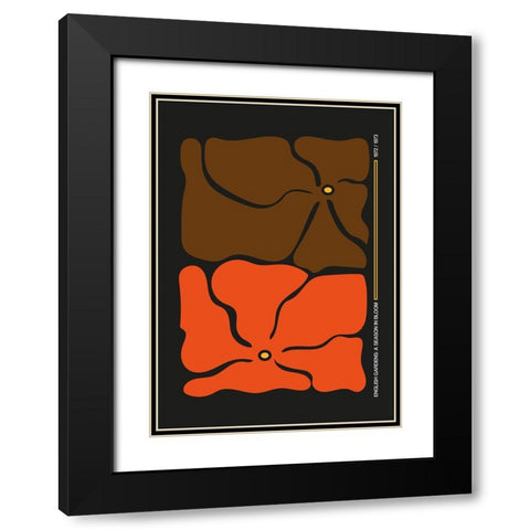 Two By Two Flower Grey/Orange Black Modern Wood Framed Art Print with Double Matting by Collett, Frances