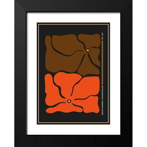 Two By Two Flower Grey/Orange Black Modern Wood Framed Art Print with Double Matting by Collett, Frances