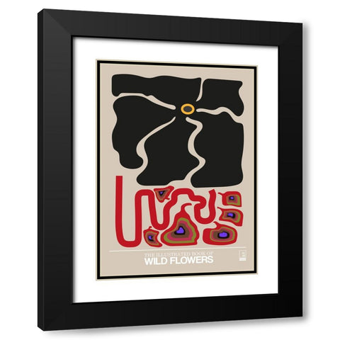 The Illustrated Book Of Wild Flowers Vol.1 Greige Black Modern Wood Framed Art Print with Double Matting by Collett, Frances