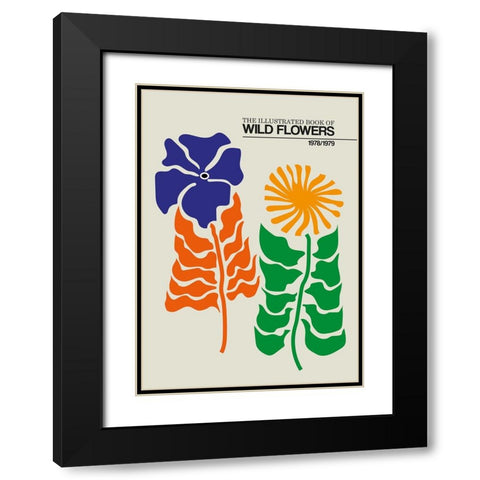 The Illustrated Book Of Wild Flowers Vol.2 Greige Black Modern Wood Framed Art Print with Double Matting by Collett, Frances