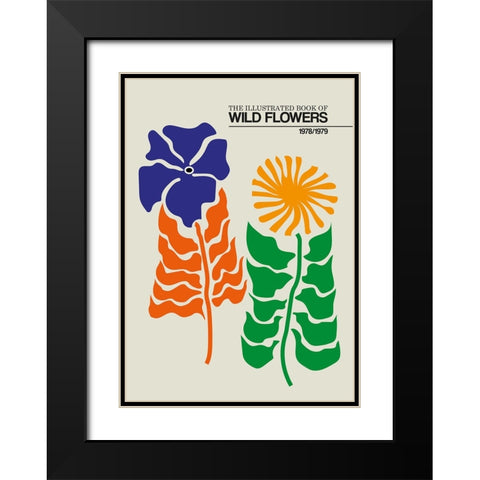 The Illustrated Book Of Wild Flowers Vol.2 Greige Black Modern Wood Framed Art Print with Double Matting by Collett, Frances