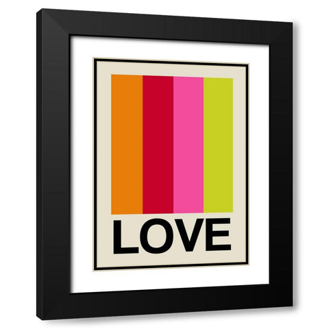 Retro Stripe LOVE Fruit Black Modern Wood Framed Art Print with Double Matting by Collett, Frances