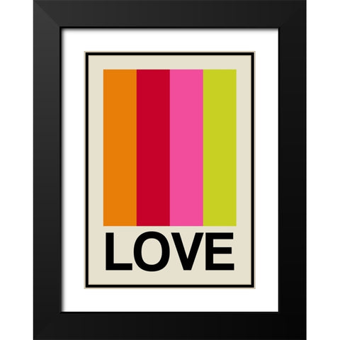 Retro Stripe LOVE Fruit Black Modern Wood Framed Art Print with Double Matting by Collett, Frances
