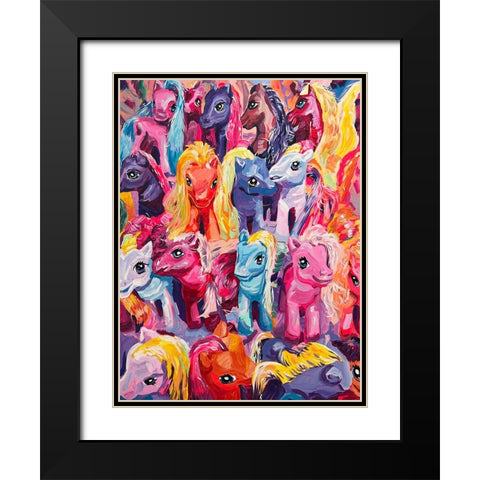 Ponies Black Modern Wood Framed Art Print with Double Matting by Key and Sea