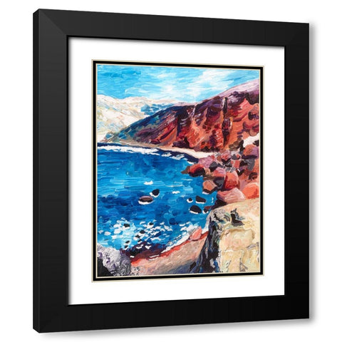 Red Sand Beach Black Modern Wood Framed Art Print with Double Matting by Key and Sea
