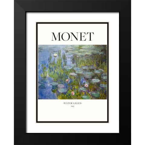 Water Lilies 1915 Black Modern Wood Framed Art Print with Double Matting by Pictufy