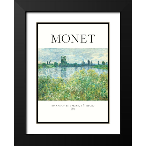 Banks Of The Seine Black Modern Wood Framed Art Print with Double Matting by Pictufy