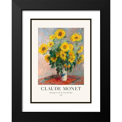 Bouquet Of Sunflowers Black Modern Wood Framed Art Print with Double Matting by Pictufy