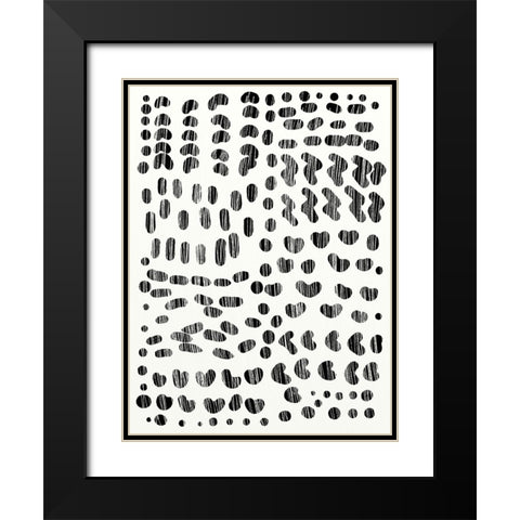 Dots and Strokes Black Modern Wood Framed Art Print with Double Matting by Hobday, Dan