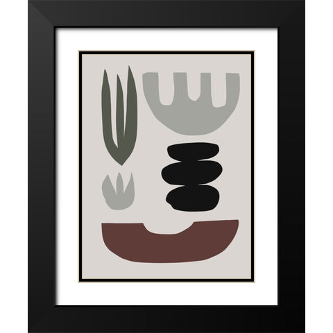 Shapes Black Modern Wood Framed Art Print with Double Matting by Hobday, Dan
