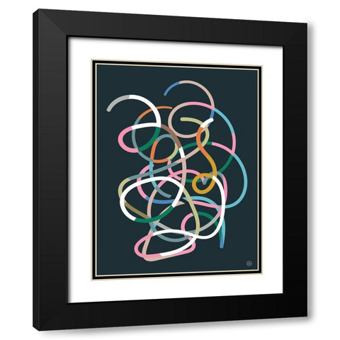 Color Lines Black Modern Wood Framed Art Print with Double Matting by Hobday, Dan