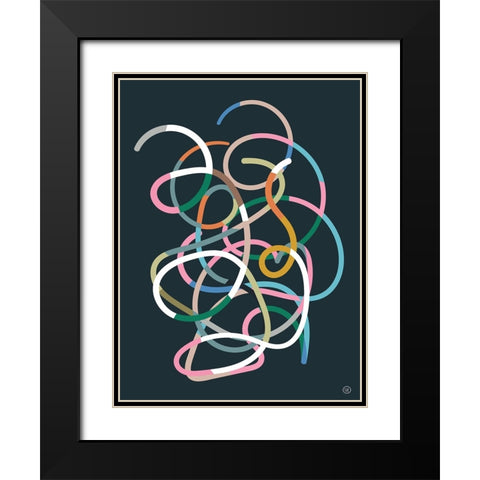 Color Lines Black Modern Wood Framed Art Print with Double Matting by Hobday, Dan