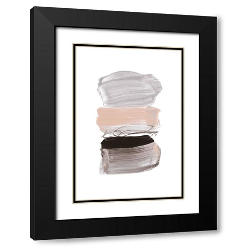 Strokes Black Modern Wood Framed Art Print with Double Matting by Hobday, Dan