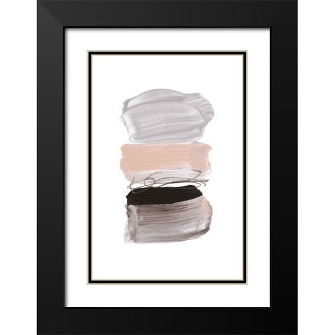 Strokes Black Modern Wood Framed Art Print with Double Matting by Hobday, Dan