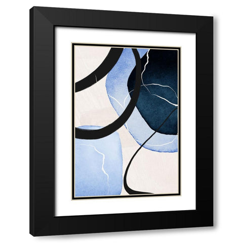 Shapley Blue-3 Black Modern Wood Framed Art Print with Double Matting by Moss, Sally Ann