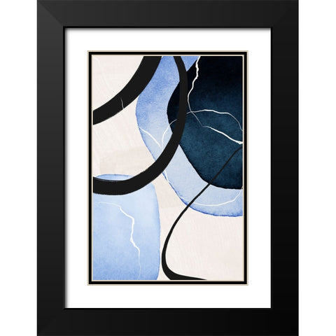 Shapley Blue-3 Black Modern Wood Framed Art Print with Double Matting by Moss, Sally Ann