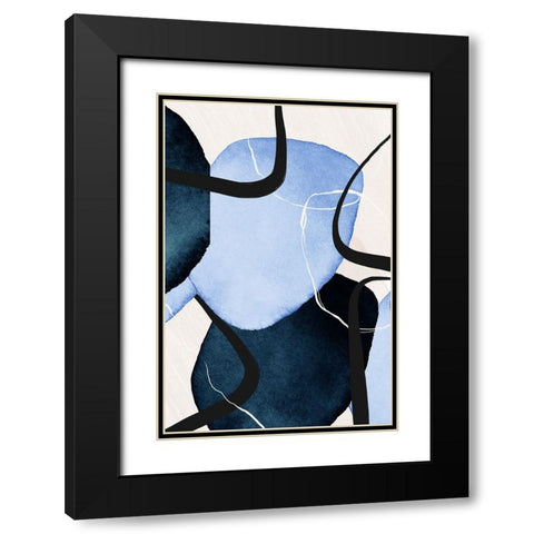Shapley Blue-2 Black Modern Wood Framed Art Print with Double Matting by Moss, Sally Ann