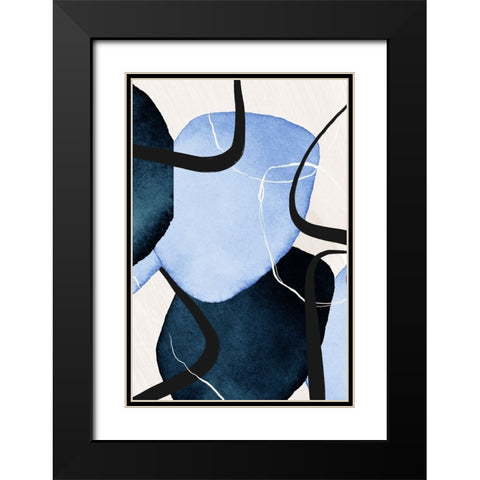 Shapley Blue-2 Black Modern Wood Framed Art Print with Double Matting by Moss, Sally Ann