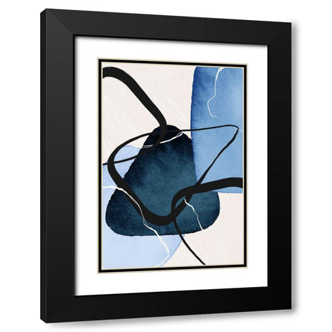 Shapley Blue-1 Black Modern Wood Framed Art Print with Double Matting by Moss, Sally Ann