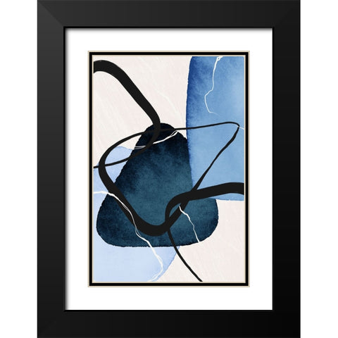 Shapley Blue-1 Black Modern Wood Framed Art Print with Double Matting by Moss, Sally Ann