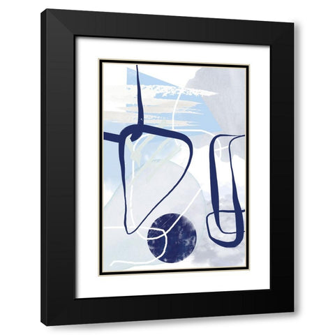 Lines of Blue-1 Black Modern Wood Framed Art Print with Double Matting by Moss, Sally Ann