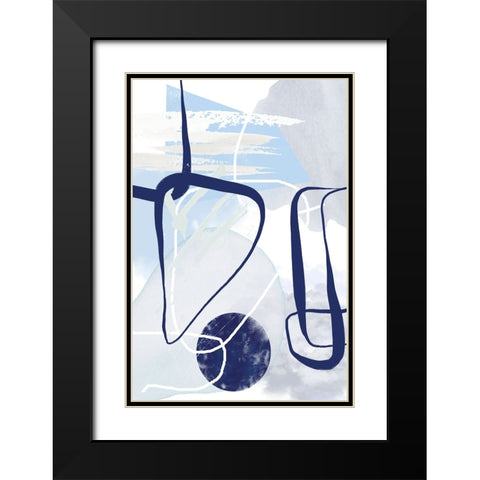 Lines of Blue-1 Black Modern Wood Framed Art Print with Double Matting by Moss, Sally Ann