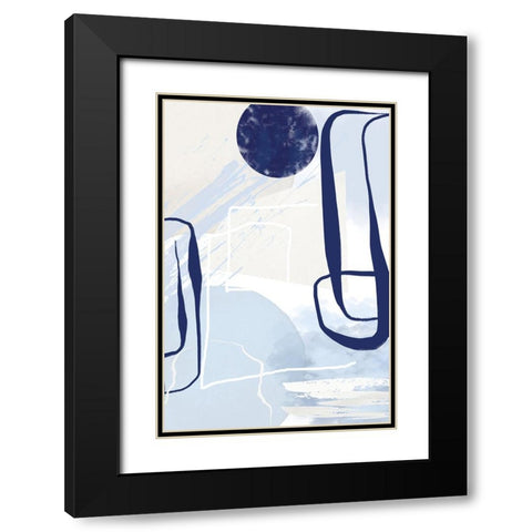 Lines of Blue-3 Black Modern Wood Framed Art Print with Double Matting by Moss, Sally Ann