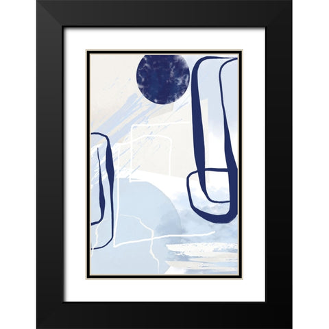 Lines of Blue-3 Black Modern Wood Framed Art Print with Double Matting by Moss, Sally Ann