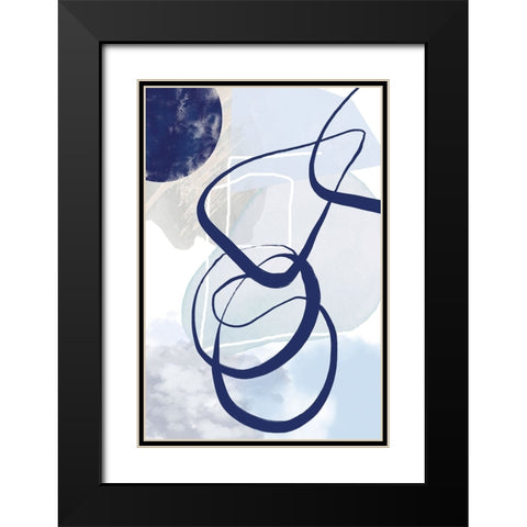 Lines of Blue-2 Black Modern Wood Framed Art Print with Double Matting by Moss, Sally Ann