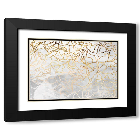 Abstract gold line art wall mural Black Modern Wood Framed Art Print with Double Matting by Manovski, Sarah