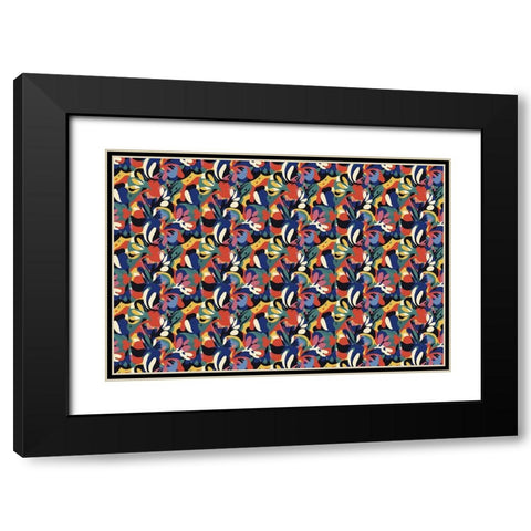 Pattern No 123 Black Modern Wood Framed Art Print with Double Matting by Treechild