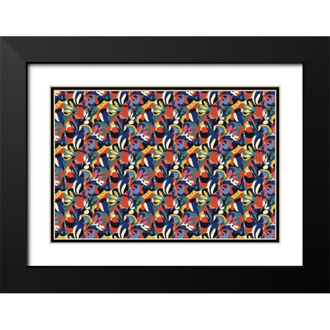 Pattern No 123 Black Modern Wood Framed Art Print with Double Matting by Treechild
