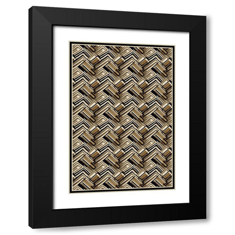 Pattern No 125 Black Modern Wood Framed Art Print with Double Matting by Treechild
