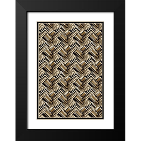 Pattern No 125 Black Modern Wood Framed Art Print with Double Matting by Treechild