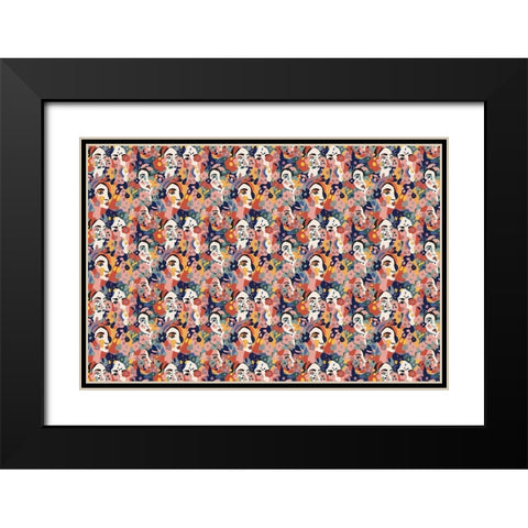 Pattern No 126 Black Modern Wood Framed Art Print with Double Matting by Treechild
