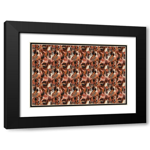 Pattern No 125 Black Modern Wood Framed Art Print with Double Matting by Treechild