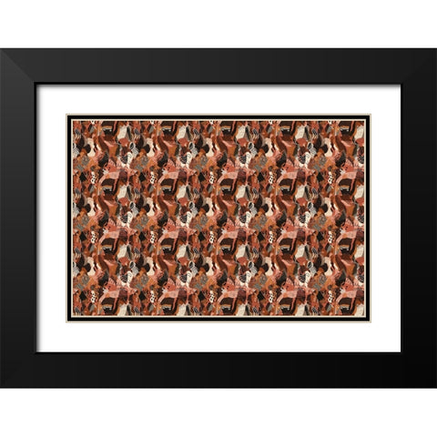 Pattern No 125 Black Modern Wood Framed Art Print with Double Matting by Treechild